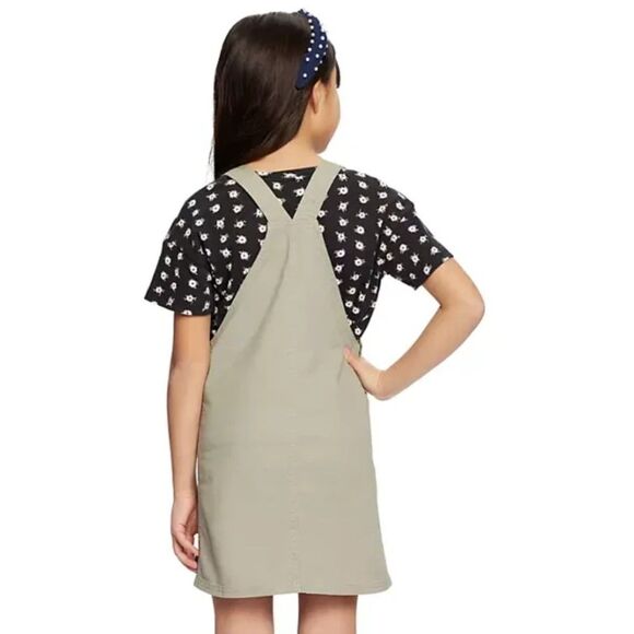 NWT Girls Sz  XS (4/5) Black Floral Top & Light Green Jumper Dress 2 Pc Set GAP - Picture 2 of 6